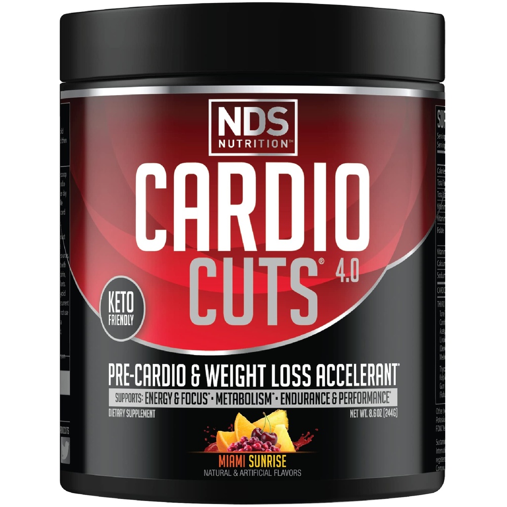 NDS Nutrition 4.0 Pre Workout תוסף - אובדן משקל מתקדם ופורמולה Pre Cardio עם L-Carnitine, CLA, MCTs, L-Glutamine, ו שמן ספפיפלי - מיאמי שמש (40 משרתות)