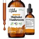 Wild & Organic Maitake Mushroom Drops - תוספת נוזלי Mushroom לתמיכה Immune - Maitake Extract Tincture - טבעוני, סוכר ואלכוהול חינם - 2 oz