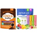 מיזם Pal Mushroom Coffee & Electrolyte אבקת Bundle: 12 ב 1 קפה עם Ashwagandha עבור Focus & Immunity + Sugar-Free Electrolyte Packets עם 5 ויטמינים ו 7 אלקטרוליטים - 40 משרתים ו 16 Sticks & 16 Sticks