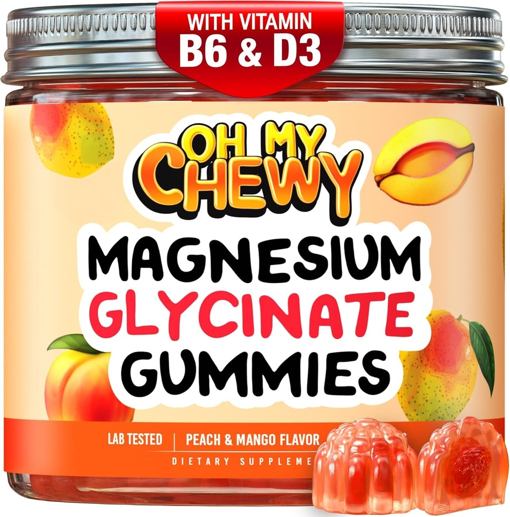 מרכז-Filled Magnesium Glycinate חניכיים 400MG - High Absorption for Kids, Teens & Adults - תוספת לשינה, Calm & השרירים להירגע עם B6 & D3 - Gluten Free & Vegan Friendly - 60 הרוזן ספירה