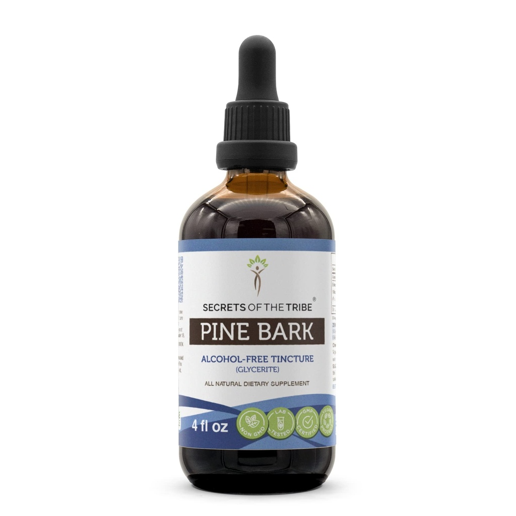 סודות של השבט Pine Bark אלכוהול חינם לחלץ, Wild made Pine Bark (Pinus סטרבוס) Dried Bark (4 FL OZ)