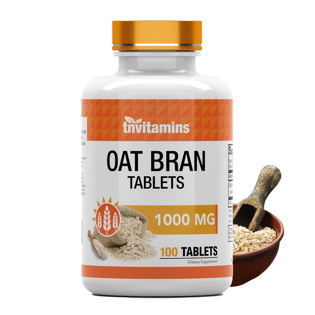 tnvitamins Oat Bran Tablets | 100 טבליות x 1000 MG לכל Tablet | Oatfi Tablets | Soluble & Dietary סיבים תזונתיים | תמיכה בבריאות העיכול * | High Potency Formula