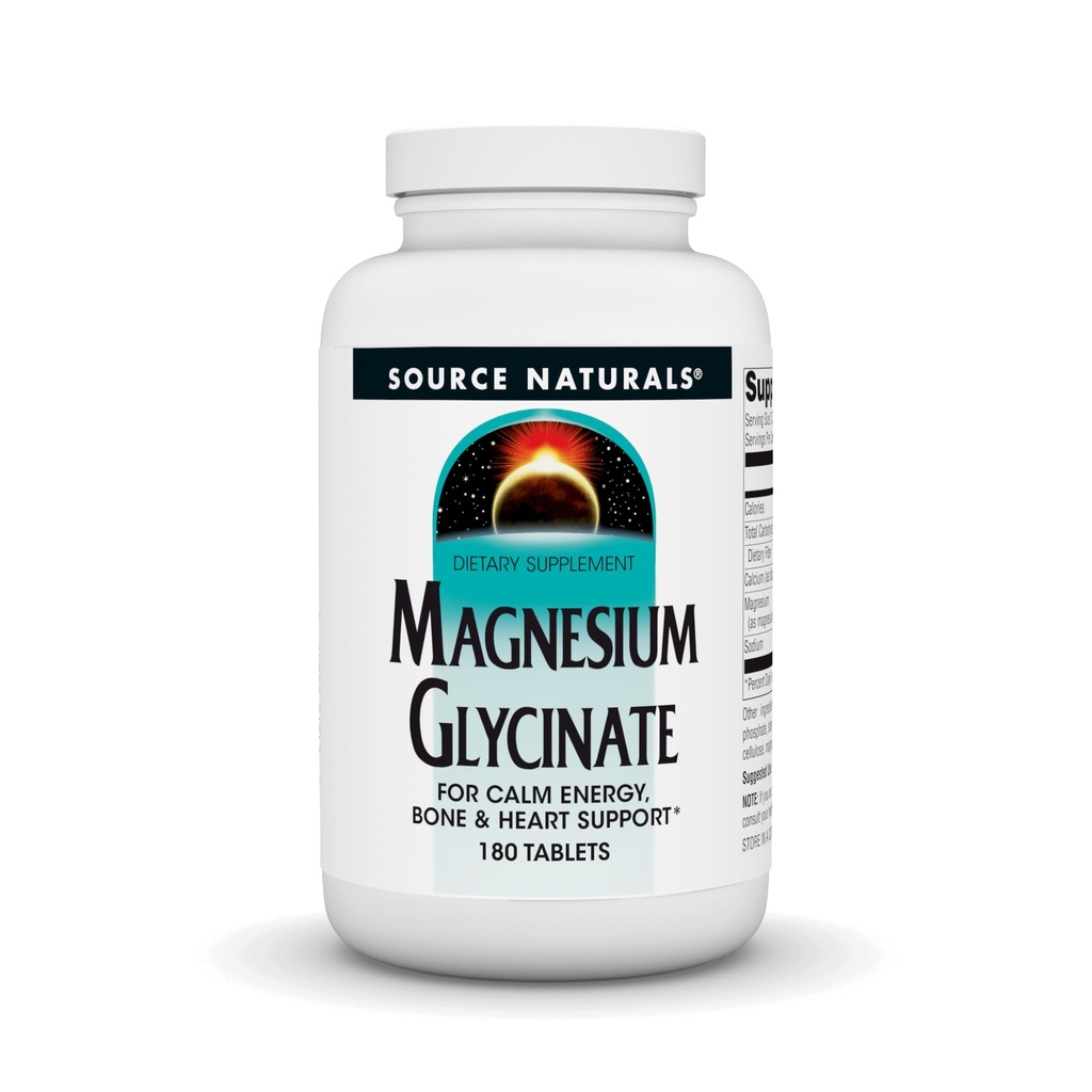 מקור Naturals Magnesium Glycinate, צ'אד עבור Absorption גבוהה | עבור Calm Energy, Bone & Heart Support*, 200 מ"ג ל- 180 טבליות
