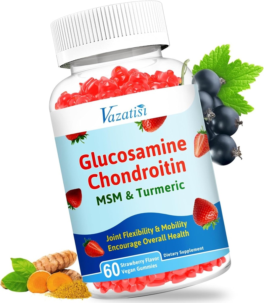 High Bioavailable Glucosamine Chondroitin Gummies עם Turmeric & MSM, Boswellia - Joint תמיכה תוסף - תמיכה קרטליג, גמישות וכוח - 60 מסטיקנים