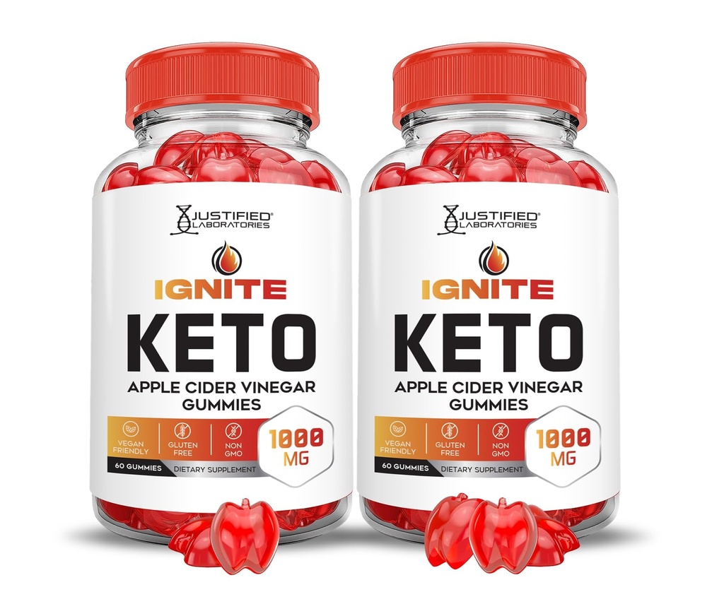 Justified Laboratories (2 Pack Ignite Keto ACV Gummies Advanced 1000MG Ignite Keto Gummies פורמולה Apple Cider Vinegar פורמולה עם אבקת מיץ Pomegranate B12 טבעוני non GMO 120mys