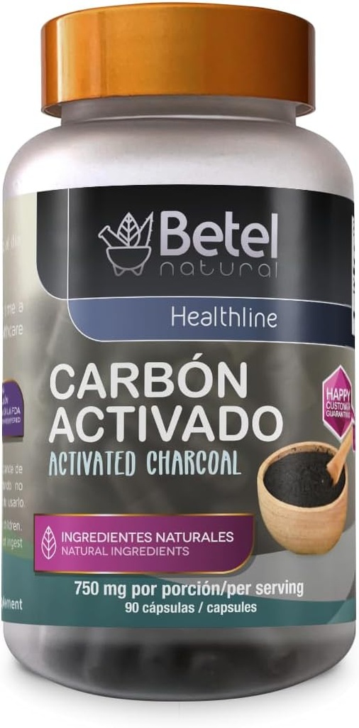 Betel Natural Carbon Activado Capsulas - מופעל Charcoal 90 קפסולות