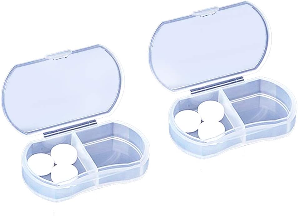 2PCS Pill Case מארגנת, Daily AM & PM Containers, Medicine Holder, אידיאלי עבור תרופות, ויטמין, תוסף, מושלם עבור נסיעות, אידיאלי עבור Purse (לבן)