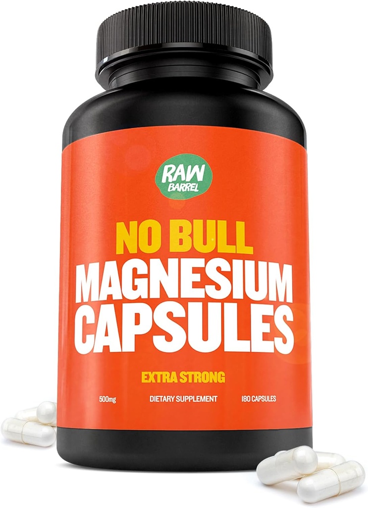 "No Bull" Magnesium קפסולות, מגנסיום ייחודי Citrate ו Oxide פורמולה עבור שינה ורגיעה, Magnesium Pills כדי למנוע כאבי שרירים וספאם, Magnesium Oxide Citrate, 500 גרם