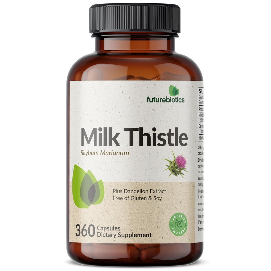 עתידביוטיקה חלב Thistle Silymarin Marianum & Dandelion Root Liver Health Support, Antioxidant Support, Detox, 360 קפסולות