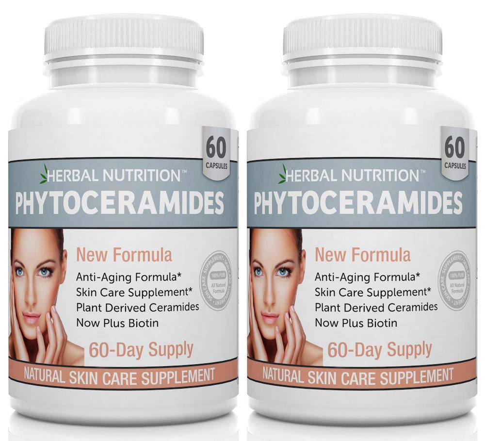 Phytoceramides אורז מבוסס עם תוסף Biotin Anti Aging, Wrinkle הסרר ואת הפנים Moisturizing עם Phytoceramides A, C, D ו- E, שתי חבילות בקבוק, 120 קפסולות 40 מ"ג, Gluten Freeten Freeten Freeten Freeten Freeten Freeten Freeten Freeten Freeten Freeten Freeten