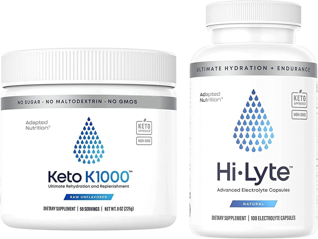 Hi-Lyte Keto K1000 Electrolyte אבקת משקאות אבקת כביסה לערבב | Rawמינרל Flavor, No Stevia | 50 משרתים | Plus Electrolyte quas for Rapid Rehydration