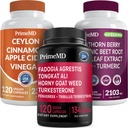 Ceylon Cinnamon (1pk), Fadogia טונגקאט עלי (1pk), ו Nitric Oxide (1pk) תוסף Bundle - ויטמין פוטנט ללב, אנרגיה, זכר ו- Immune Support - Non-GMO, טבעוני, Gluten-Free-Free