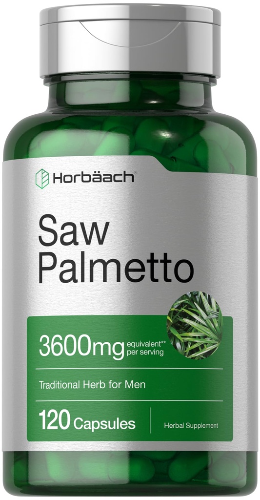 Horbäach Saw Palmetto Extracts | 120 קפסולות | Non-GMO Gluten Free Formula