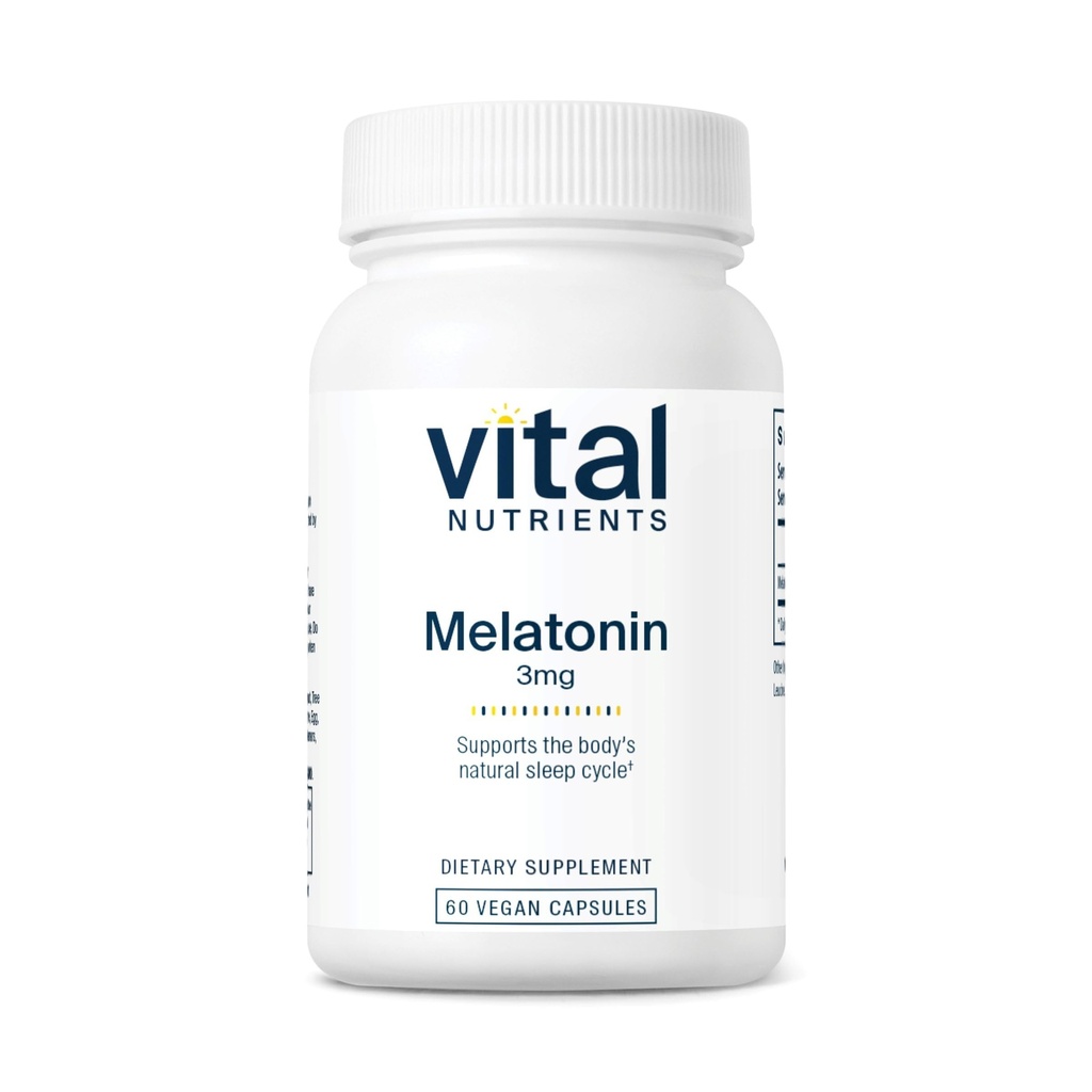 חומרים מזינים רעילים מלטונין 3mg | טבעוני | Low-Dose Melatonin | Sleep Supplement to Support the Body's Natural Sleep Cycle* | Gluten, Milk, Soy Free | 60 קפסולות