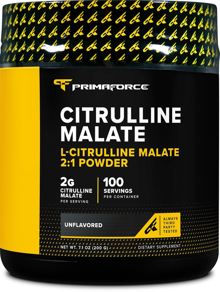 PrimaForce L-Citrulline Malate אבקה, תוסף מוקדם עבודה, 200 גרמים - Boosts אנרגיה, איידס התאוששות, שיפור ביצועים כוח - טבעוני, non-GMO