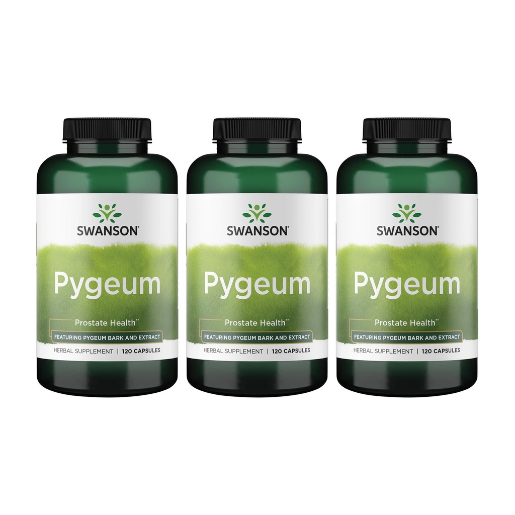 Swanson Pygeum - Herbal Supplement - Men's Health Supplement - 120 קפסולות כל אחד, 400 מ"ג) 3 Pack