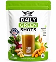 Daily Green Shots - Superfood אבקת עם חיטה, Matcha, Beetroot, Ashwagandha, Turmeric & Prebiotics - Immunity & Energy Support - טבעונים ירוקים - 100 יריות