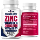 Znc Quercetin 500 מ"ג עם ויטמין D ו- C Antioxidant Immune תמיכה גבוהה עוצמה Quercetin Zinc תוספת לגברים ונשים - Gluten, Soy, & חלב חינם - 60 Count (Pack of 1)