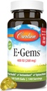 קרלסון - E-Gems 400 IU (268 מ"ג), הורמון טבעי ויטמין E, Optimal Wellness, 140 Soft Gels