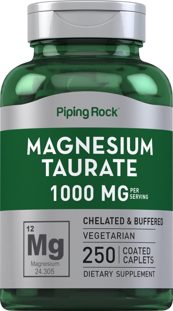 Piping Rock Magnesium Turate | 1000mg | 250 Caplets | Chelated and Buffered