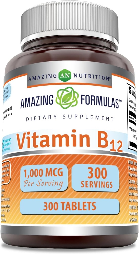 פורמולה מדהימה ויטמין B12 | 1000 מ"ג לשרת | Tablet | Non-GMO | Gluten-Free | Made in USA (1 Pack, 300 Count)
