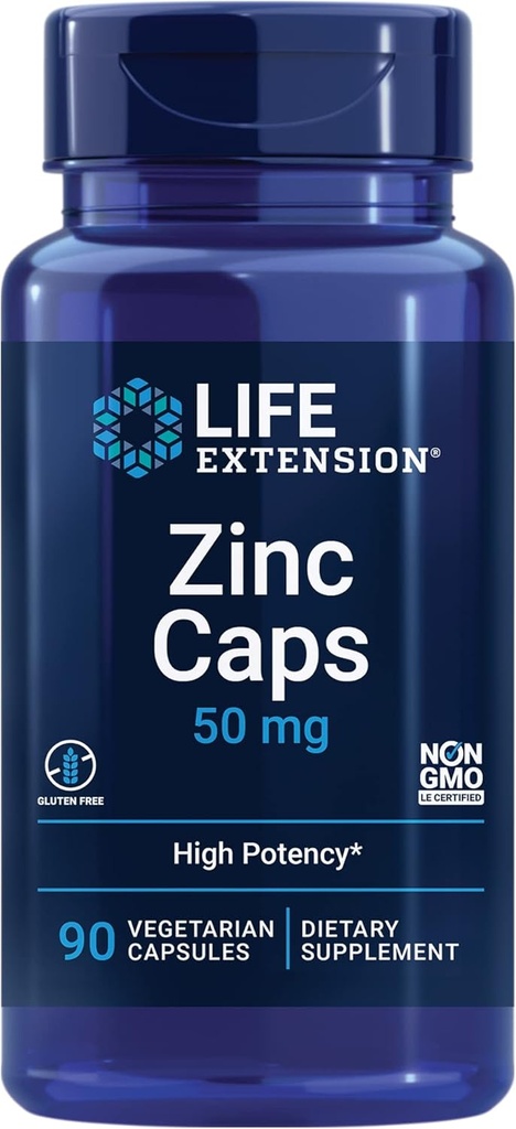 Life Extension Lysine 620mg ו- Zinc 50 מ"ג - 100 קפסולות צמחוניות ו-90 קפסולות צמחוניות