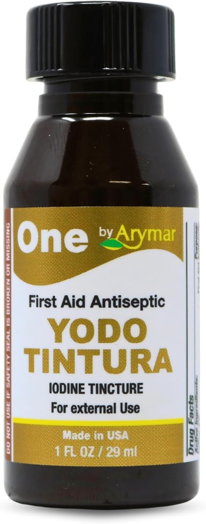 Arymar Iodine Tincture, YODO Tintura 2% פתרון נושא עבור חתכים קטינים, Scraps, Burns, 1 Fl Oz