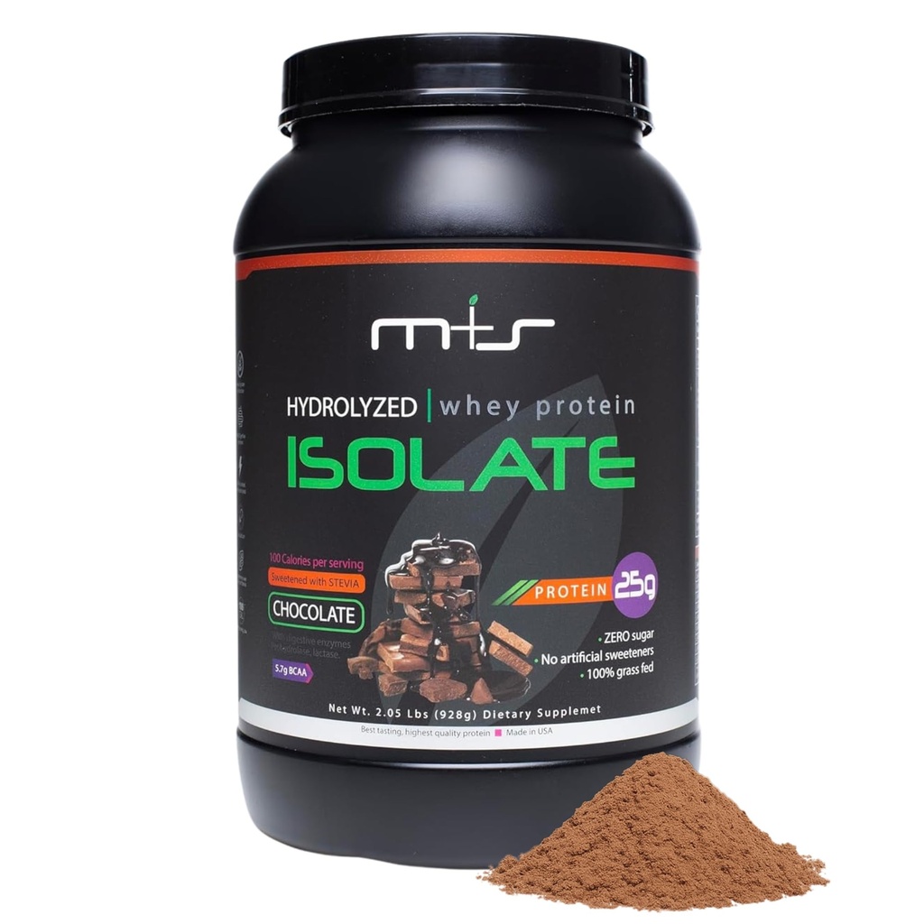 M+S 100% hydrolyzed Whey חלבון אבקת Isolate, נמוך פחמימות - 25 גרם חלבון, 0g סוכר, Stevia Sweetened (Chocolate, 2.05 Lb).