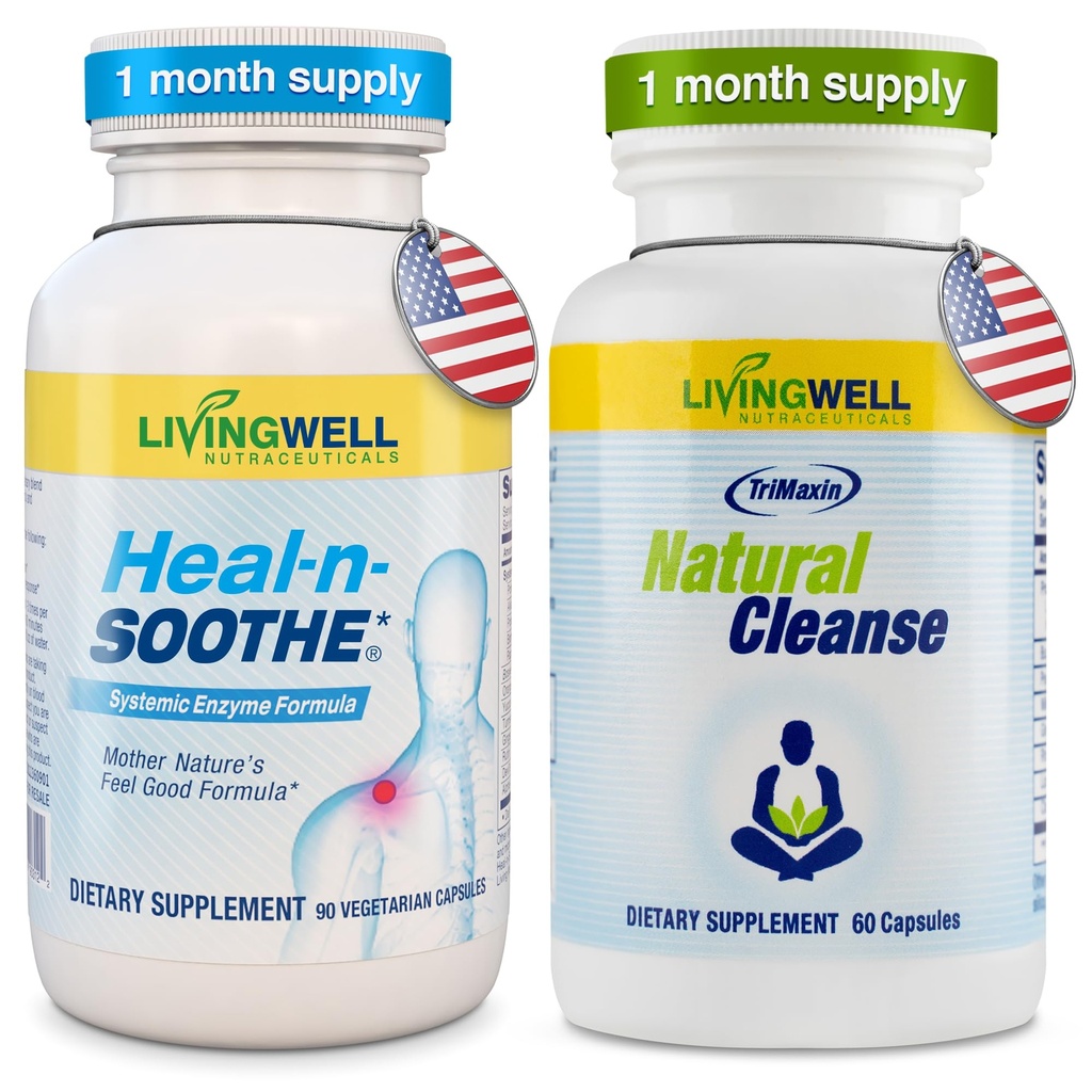 HEAL-N-SOOTHE Natural Cleanse תוסף Proteolytic Enzyme ו- Natural Digestive Health Supplement