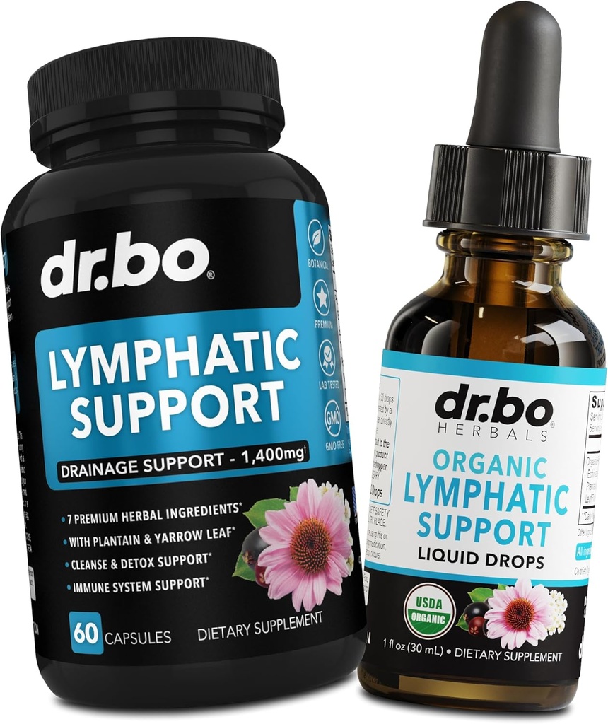 Lymphatic Drainage תוספי Pills & Drops - מערכת תמיכה נוזלית נוזלית לימפופטית טיפות ניקוי, Lymph System תמיכה תוסף עבור Nodes Legs and Neck - Lymph Node Detox ניקויse System Drainage