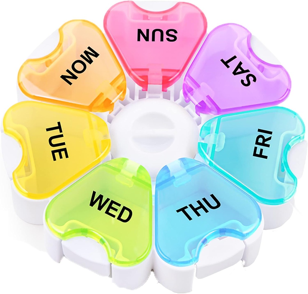 מארגנת גלולות שבועיות גדולות, Gelibo Push Open Button Pill Box 7 Day, Easy to Open Pill Case, Daily Medicineמארגנת, Travel Pill Container, ויטמין Holder for Medicine, תוספים, שמן דגים