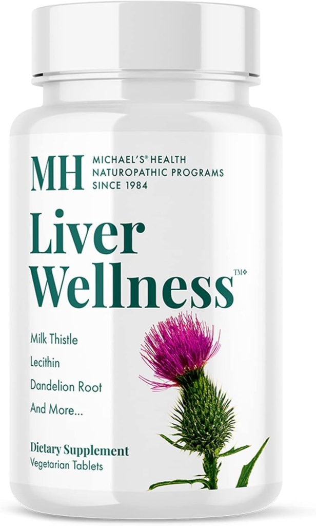 MICHAEL'S Health Naturopathic Program Liver Wellness - 90 טבליות צמחוניות מכילות חומרים מזינים לתמיכה Liver - כשרות - 30 משרתות