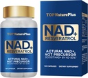 NAD+ תוסף 1000 מ"ג אורגני טהור, הגבוה ביותר NAD+ Resveratrol תוסף מקס Absorption עבור אנרגיה ותיקון DNA, Aging Defense, Brain Function Support, 120 קפסולות