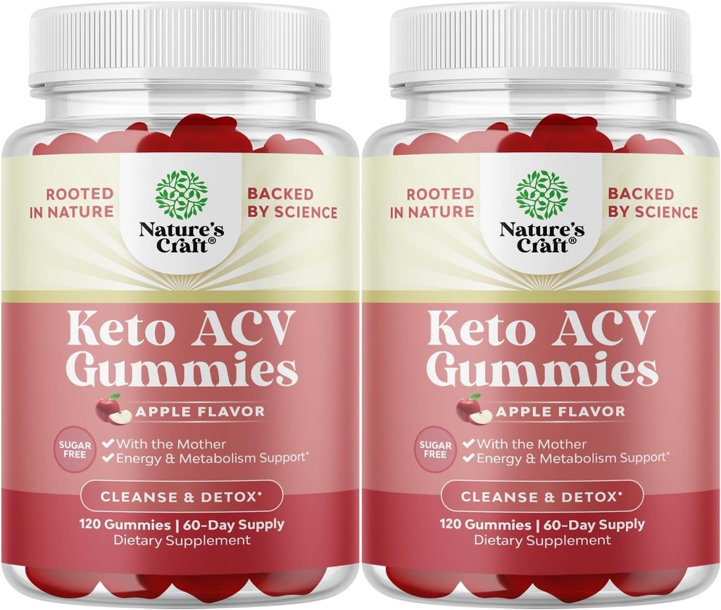 Keto ACV Gummies for Advanced Metabolism Support with Mother - Sugar Free ACV Keto Gummies for Body ניקויse and Detox - Apple Cider Vinegar Detox for Women & Men - 120 צ'אדות x2