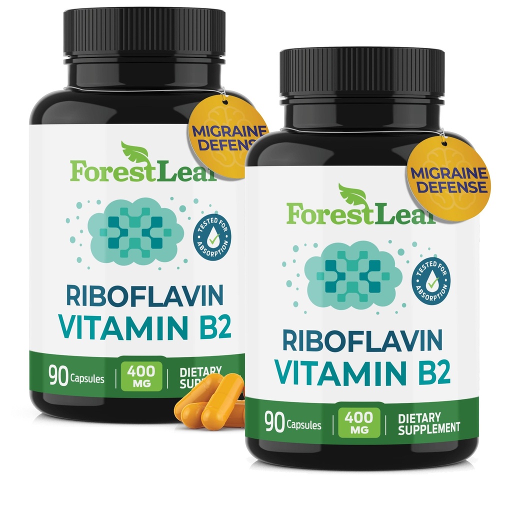 ויטמין B2 Riboflavin 400 מ"ג - אנרגיה, תוספי בריאות העור והתאים - תמיכה במערכת העצבים - ויטמין B 2 ויטמין B - Non-GMO & Gluten חינם - B2 ויטמין 400 מ"ג, הרוזן 2Pack