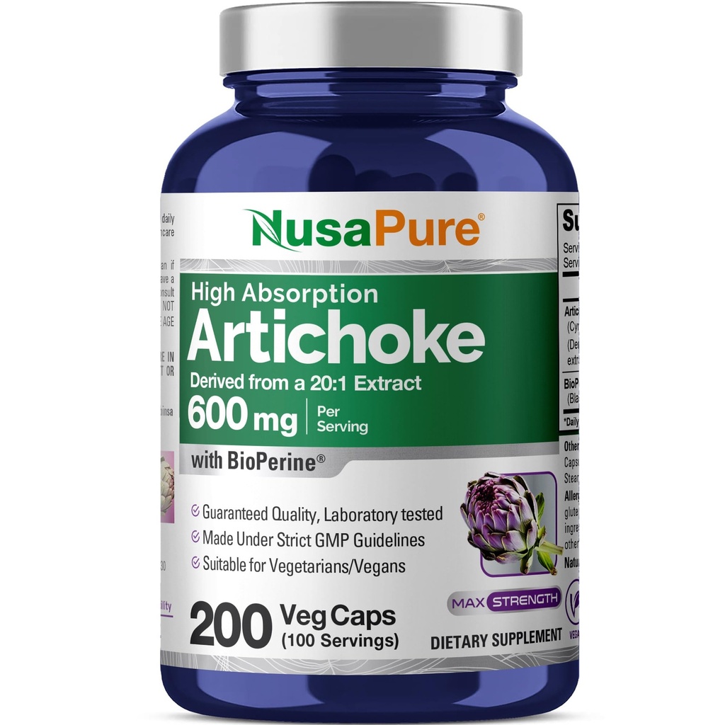NusaPure Artichoke 20:1 Extract, 600 מ"ג שווה ל 12,000 מ"ג 200 צפי Veggie (Non-GMO, Gluten Free)