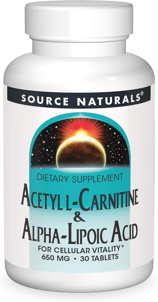 מקור Naturals Acetyl L-Carnitine & Alpha-Lipoic Acid 650 מ"ג - 30 טבליות