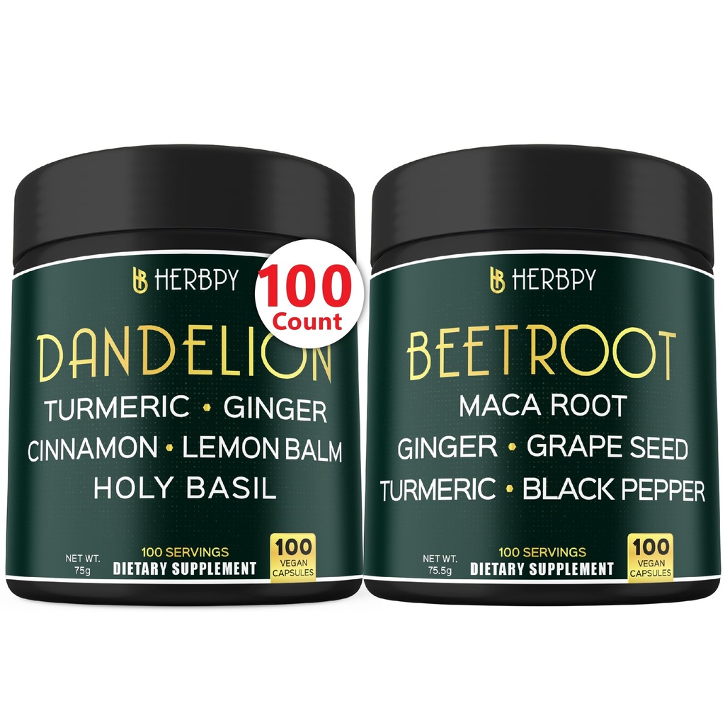 Bundle 6in1 Dandelion תוספי & 6in1 Beet Root כמוסות - תמיכה עיכול, Immune ובריאות הלב