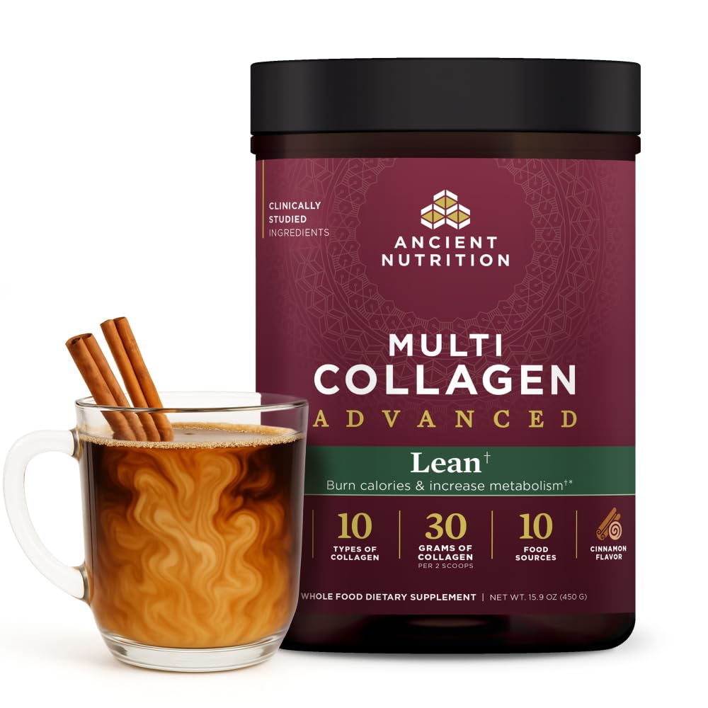 תזונה עתיקה מתקדמת hydrolyzed Collagen Peptides אבקת חלבון Lean עם Probiotics ויטמין C, Cinnamon, עבור נשים וגברים, תומך ניהול משקל בריא בניין שרירים, 25 משרתים