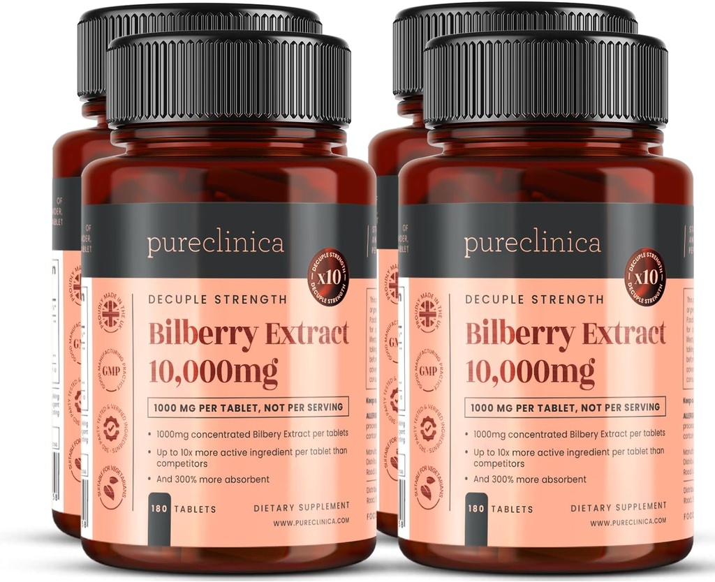 Bilberry לחלץ 10,000 מ"ג x 720 טבליות (4 בקבוקים) - 10 X More anthocianidins עבור Tablet יותר מאשר רוב האחרים