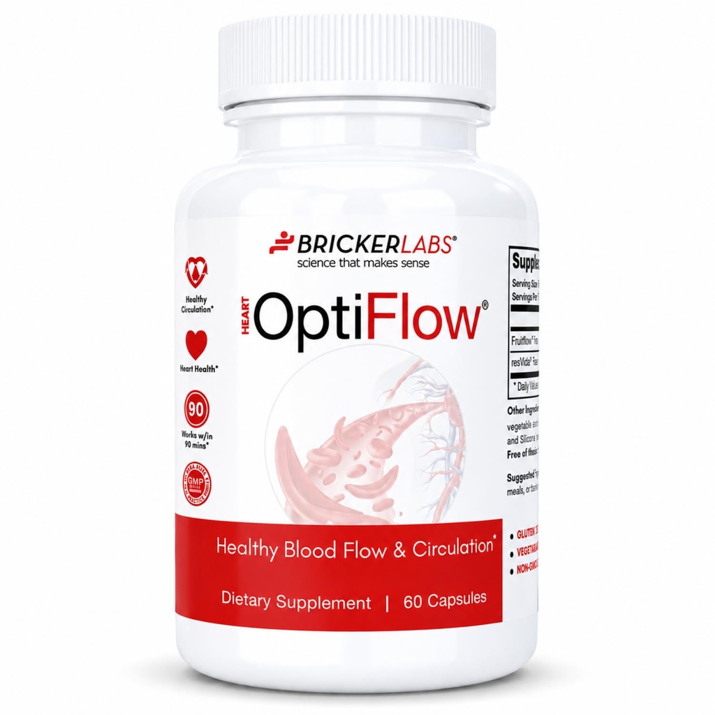 Bricker Labs OptiFlow Blood Circulation ויטמינים, באופן טבעי תומך זרימת דם בריאה, פירותFlow ו resVida Trans resveratrol. אופטימיזציה דם 60 קפסולות