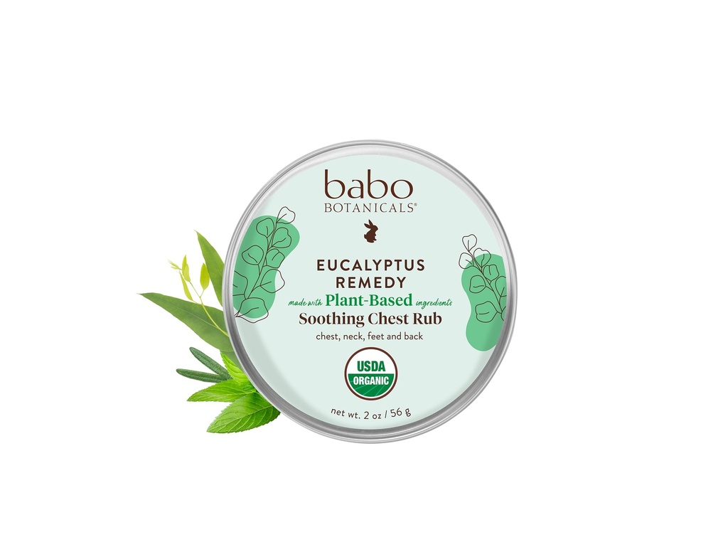 Babo הבוטנים Eucalyptus Remedy Soothing Chest Rub - USDA אורגני - להקלה מרגיעה עם eucalyptus, lavender & Rosemary שמנים חיוניים - Made ללא קמפור או - עבור הגילים 3, 3.