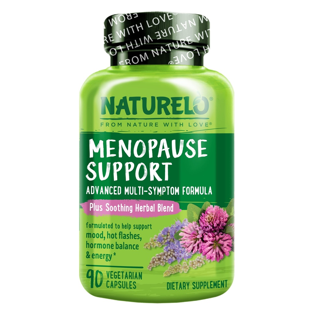 תוספי NATURELO Menopause עבור נשים, הילה עם Black Cohosh עבור Menopause Hot Flashes מתקדם Estrogen Multi-Symptom Formula 90 קפסולות