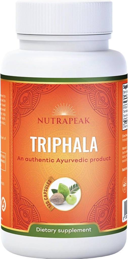 קפסולות Triphala - 2000mg - Ayurvedic Triphala Guggulu Band Made with Amla Haritaki Bibhitaki אבקת - 120 קפסולות - טבעוני non-GMO Soy Free Gluten Free Gluten