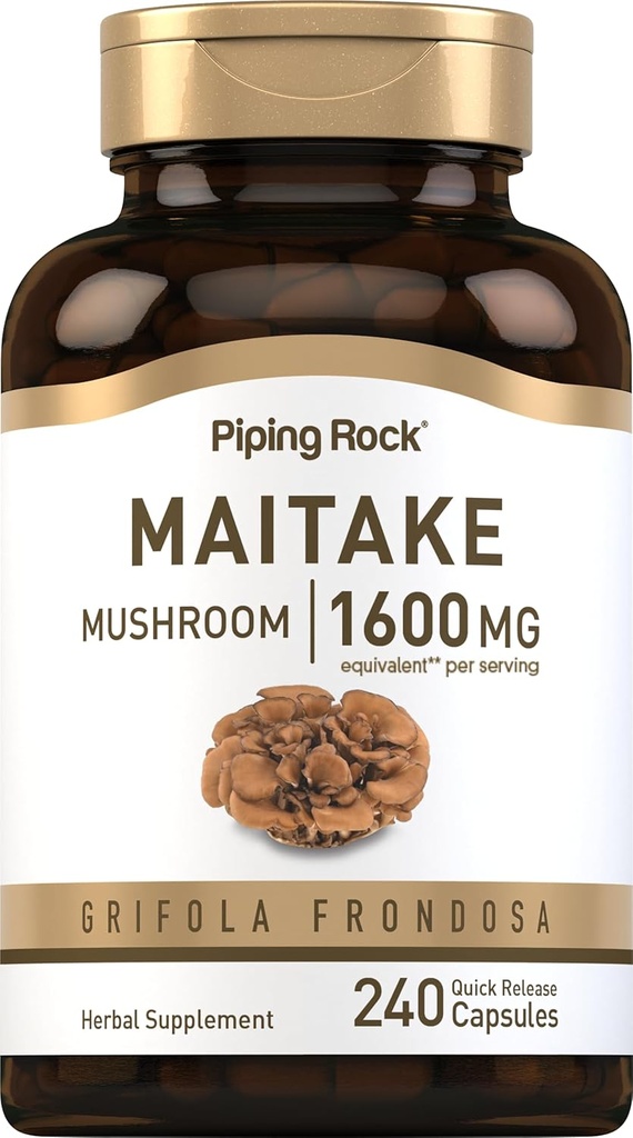 Piping Rock Maitake Mushroom הפקה: 1600 מ"ג | 240 קפסולות | Herbal Supplement | Non-GMO, Gluten Freeten