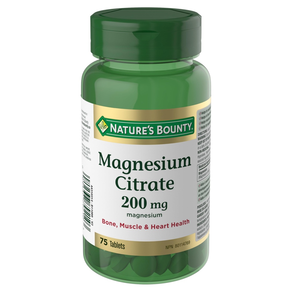Nature's Bounty Magnesium Citrate 200 מ"ג, 75 טבליות