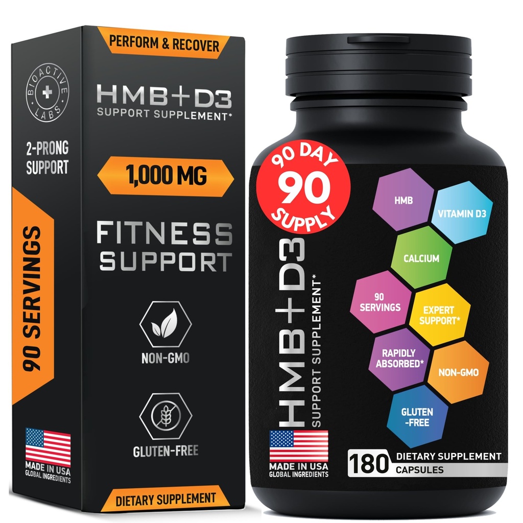 תוספי HMB עם ויטמין D3 - 1,000 מ"ג Calcium Beta-Hydroxy Beta-Methylbutyrate לשרת עבור צמיחה שרירית, כוח ושיקום - 180ten-Free, non-GMO HMB, 3 מונטה אספקת אספקה לשרת עבור צמיחה שרירים, כוח ושיקום - 180ten-Free, non-GMO HMB קפסולות, 3 מונטה אספקת אספקה אספקת אספקה אספקת 3 מונטה.