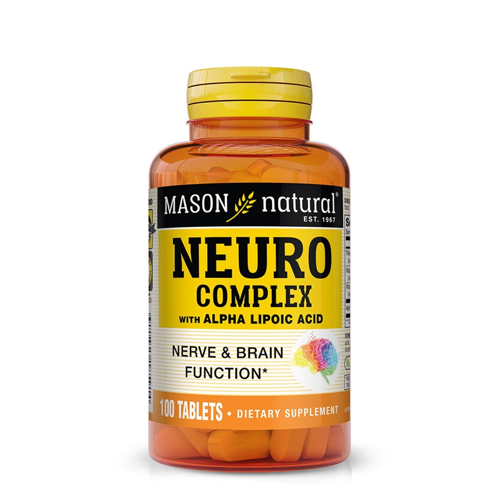MASON NATURAL Neuro Complex with Alpha Lipoic Acid & ויטמין B12, מתאים Vegetarians, 100 טבליות