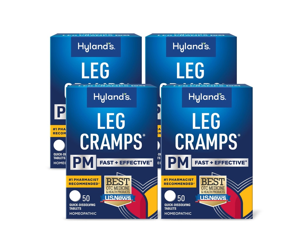 ראש ממשלת ה-Hyland's Leg Cramps, Relief of Nighttime Leg, Calf, and Foot Cramps, 50 Quick-Disshoot Tablets 4Pack (200 Total)