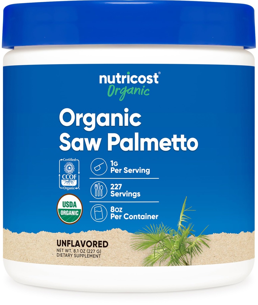 מזון אורגני Saw Palmetto אבקת 8oz - מוסמך USDA אורגני Saw Palmetto, גלוטן חינם